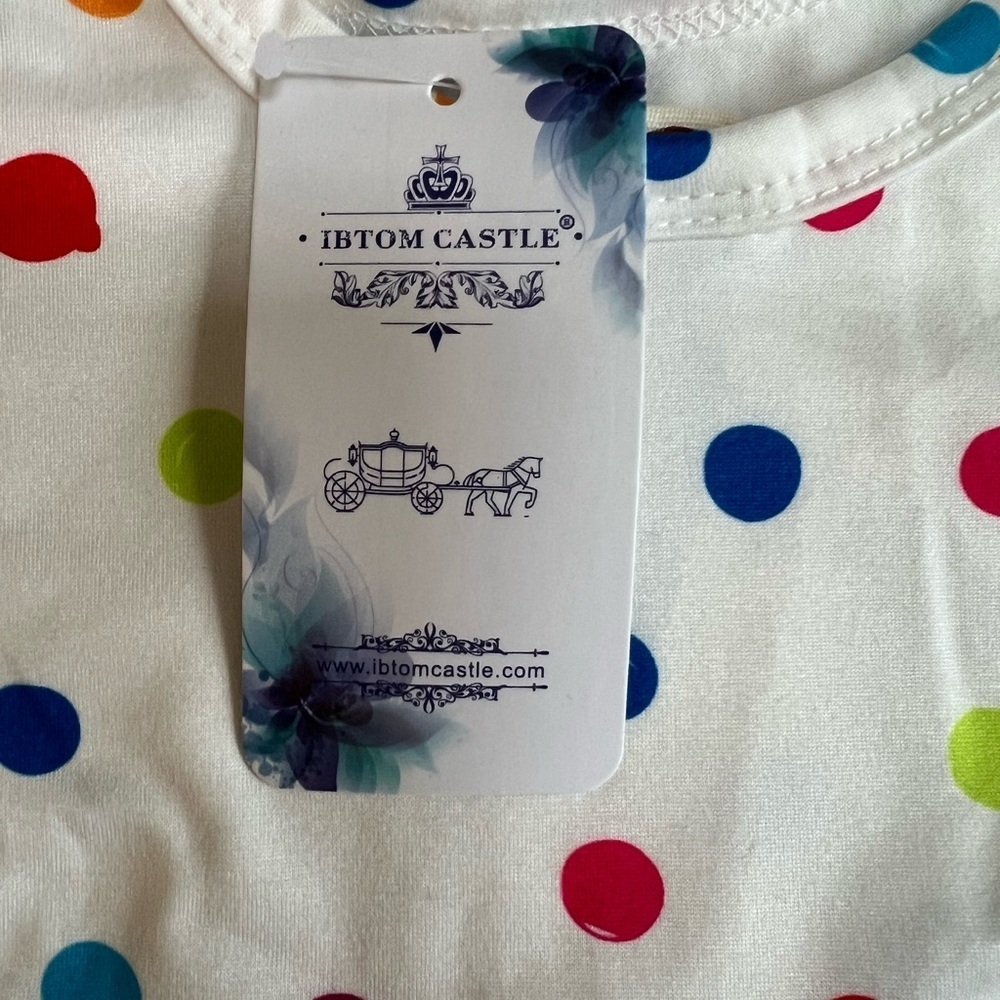 Girl’s IBTOM CASTLE Polka Dot and Rainbow Dress Size 130 6-7 - Picture 3 of 4